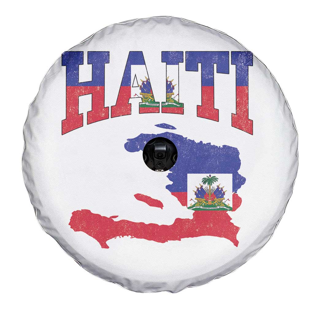Haiti Pride Spare Tire Cover Retro Vintage Haitian Flag Map Pride Graphic TS10 Print Your Wear