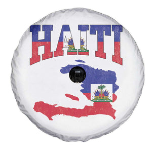 Haiti Pride Spare Tire Cover Retro Vintage Haitian Flag Map Pride Graphic TS10 Print Your Wear