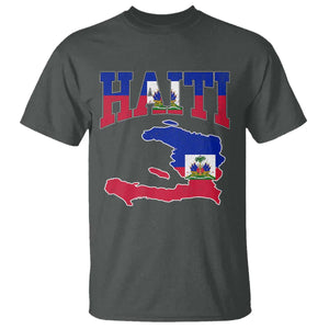 Haiti Pride T Shirt Retro Vintage Haitian Flag Map Pride Graphic TS10 Dark Heather Print Your Wear