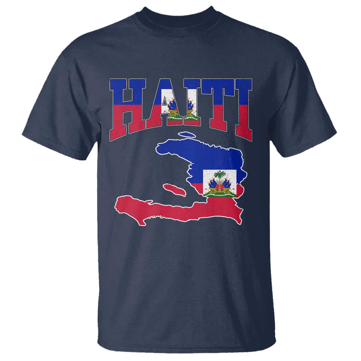 Haiti Pride T Shirt Retro Vintage Haitian Flag Map Pride Graphic TS10 Navy Print Your Wear