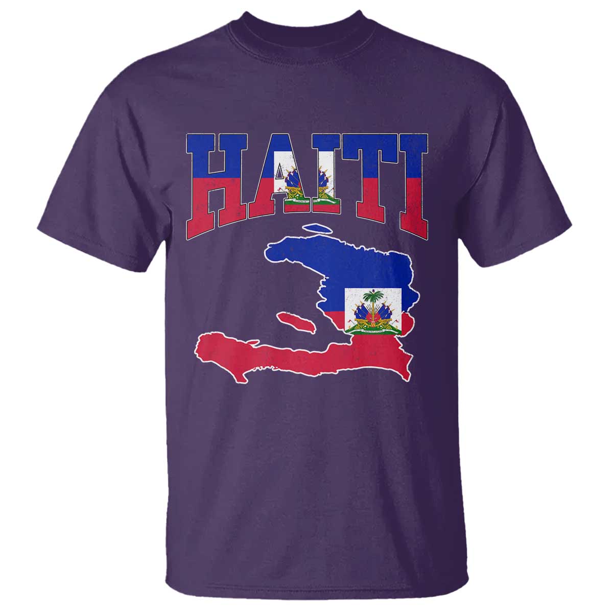 Haiti Pride T Shirt Retro Vintage Haitian Flag Map Pride Graphic TS10 Purple Print Your Wear