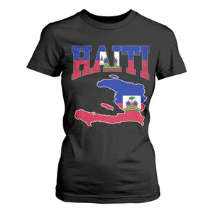 Haiti Pride T Shirt For Women Retro Vintage Haitian Flag Map Pride Graphic TS10 Black Print Your Wear