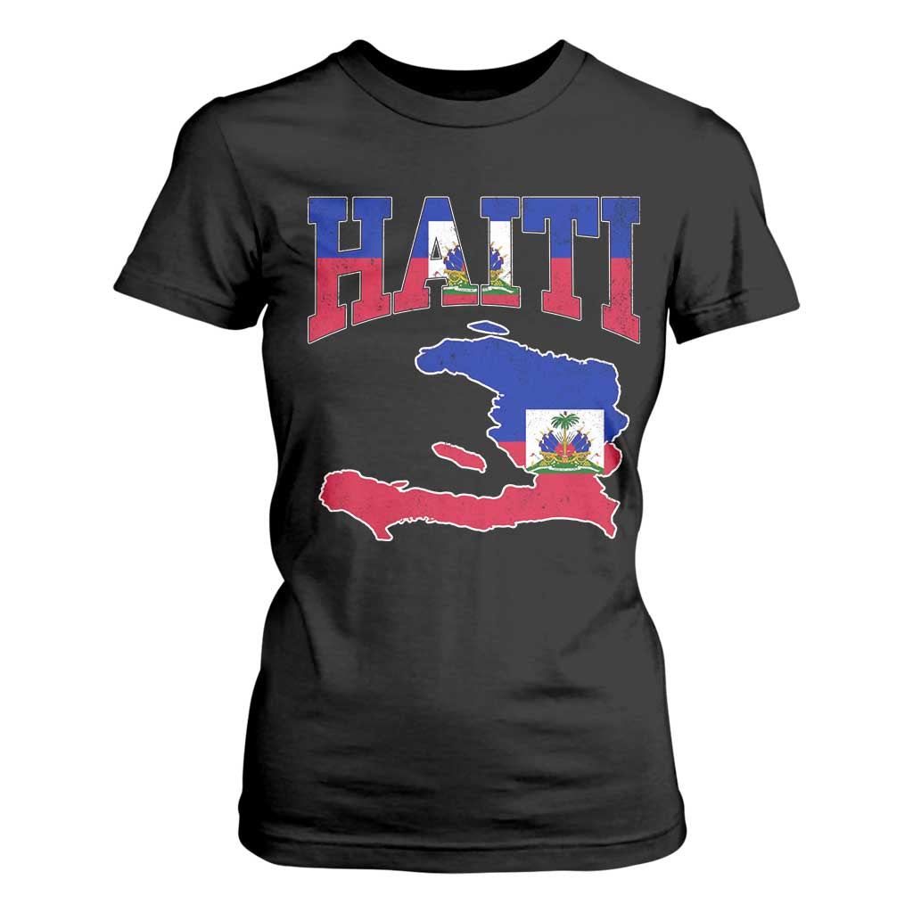 Haiti Pride T Shirt For Women Retro Vintage Haitian Flag Map Pride Graphic TS10 Black Print Your Wear