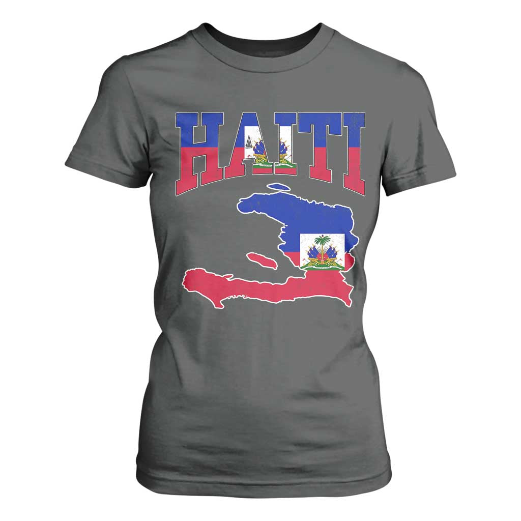 Haiti Pride T Shirt For Women Retro Vintage Haitian Flag Map Pride Graphic TS10 Dark Heather Print Your Wear