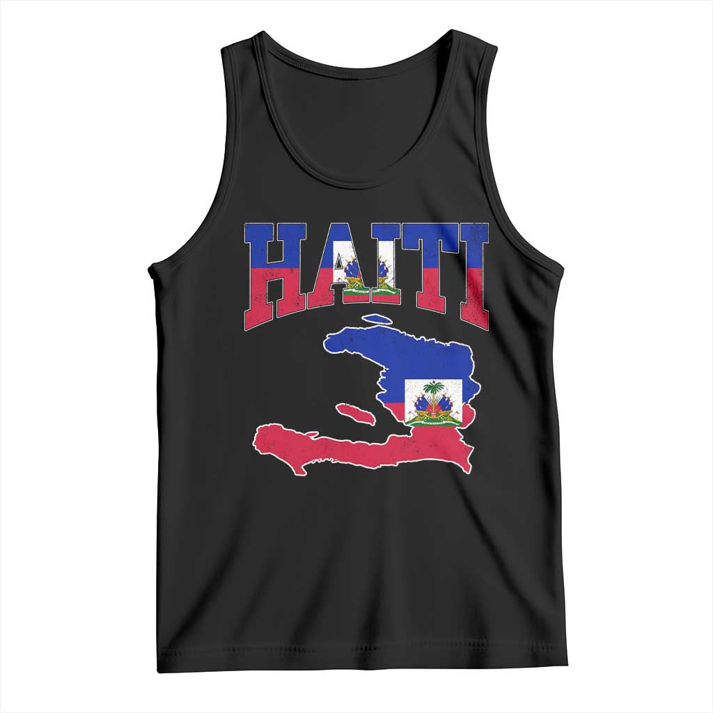 Haiti Pride Tank Top Retro Vintage Haitian Flag Map Pride Graphic TS10 Black Print Your Wear