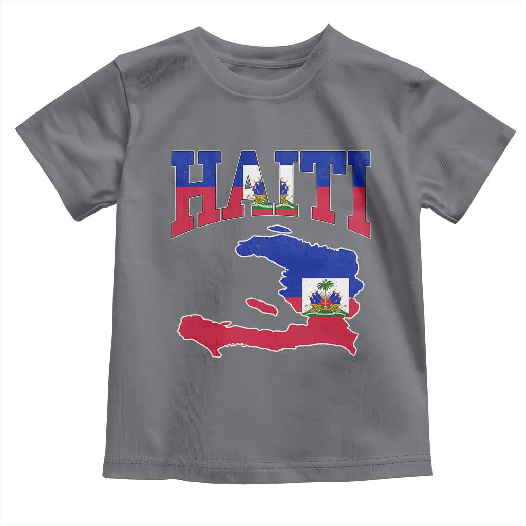Haiti Pride Toddler T Shirt Retro Vintage Haitian Flag Map Pride Graphic TS10 Charcoal Print Your Wear