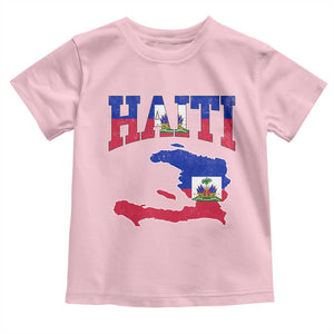 Haiti Pride Toddler T Shirt Retro Vintage Haitian Flag Map Pride Graphic TS10 Light Pink Print Your Wear
