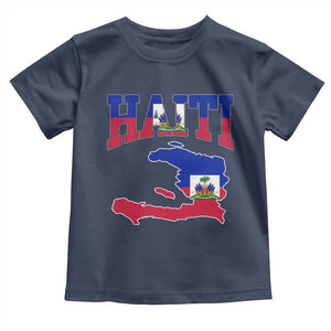 Haiti Pride Toddler T Shirt Retro Vintage Haitian Flag Map Pride Graphic TS10 Navy Print Your Wear