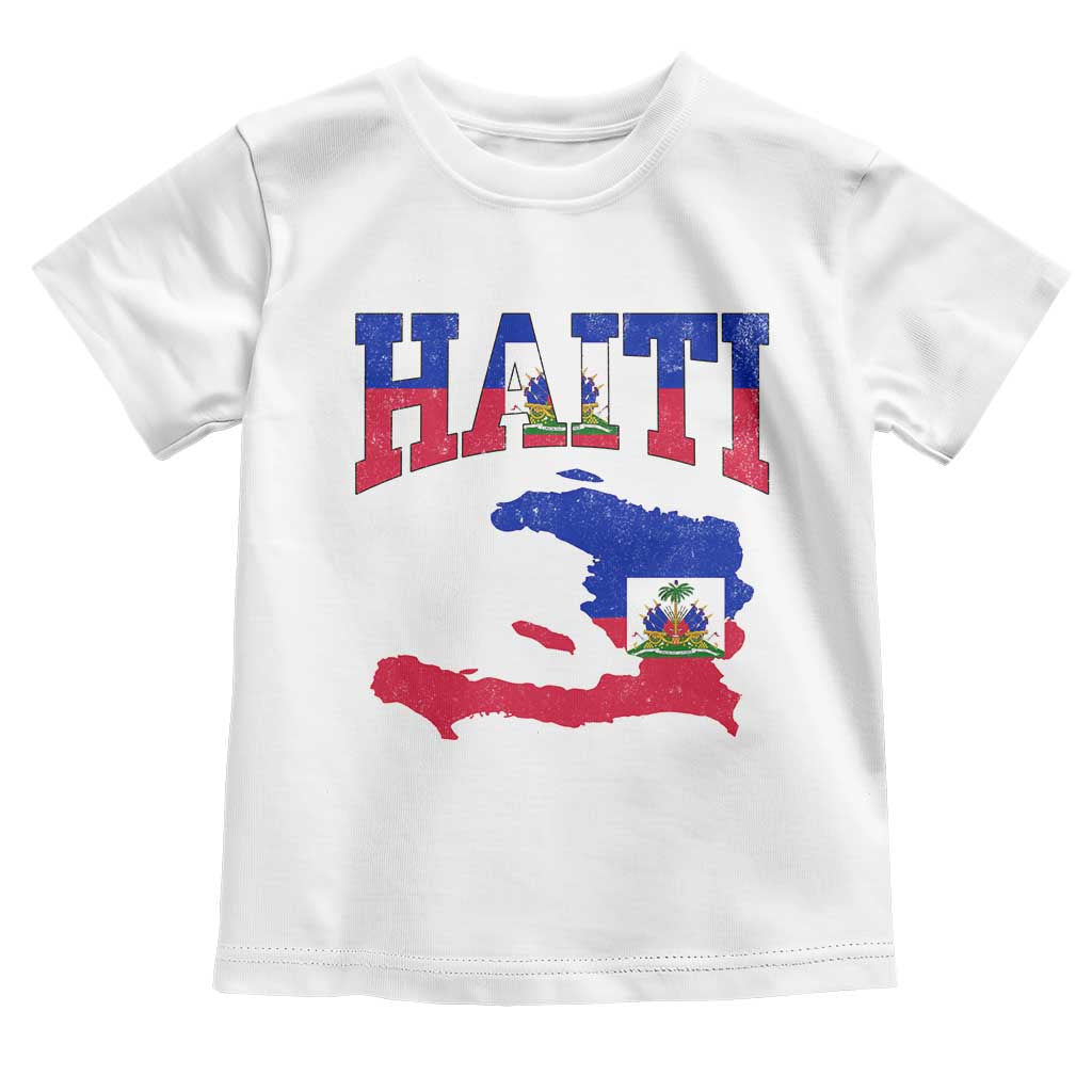 Haiti Pride Toddler T Shirt Retro Vintage Haitian Flag Map Pride Graphic TS10 White Print Your Wear