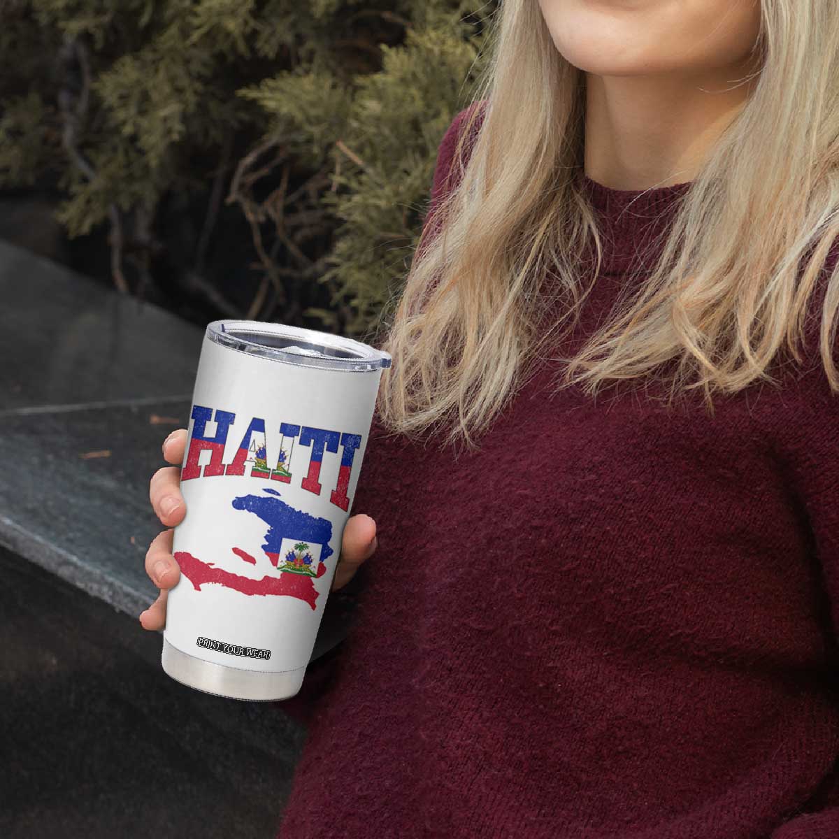 Haiti Pride Tumbler Cup Retro Vintage Haitian Flag Map Pride Graphic TS10 Print Your Wear