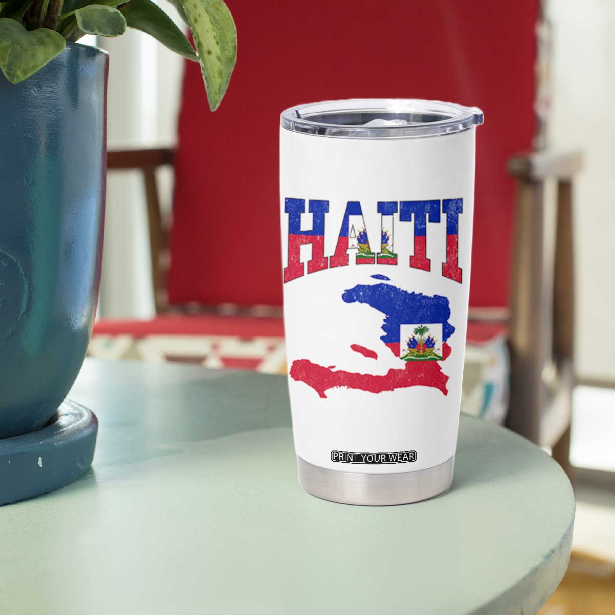 Haiti Pride Tumbler Cup Retro Vintage Haitian Flag Map Pride Graphic TS10 Print Your Wear
