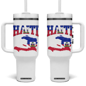 Haiti Pride Tumbler With Handle Retro Vintage Haitian Flag Map Pride Graphic TS10 One Size: 40 oz White Print Your Wear