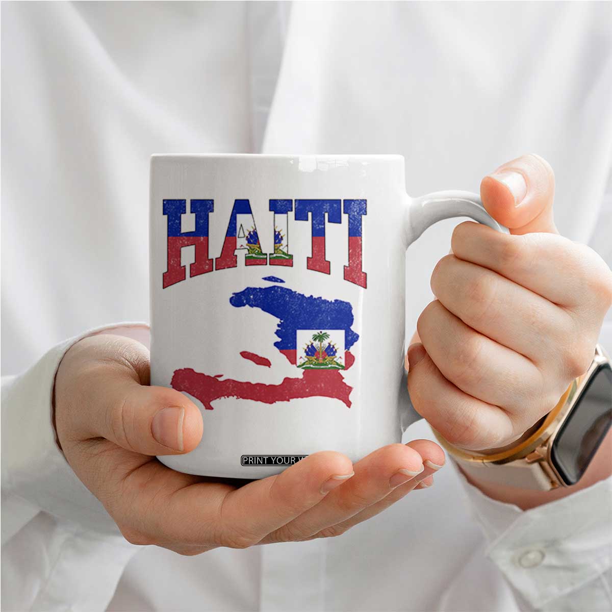 Haiti Pride Coffee Mug Retro Vintage Haitian Flag Map Pride Graphic TS10 Print Your Wear