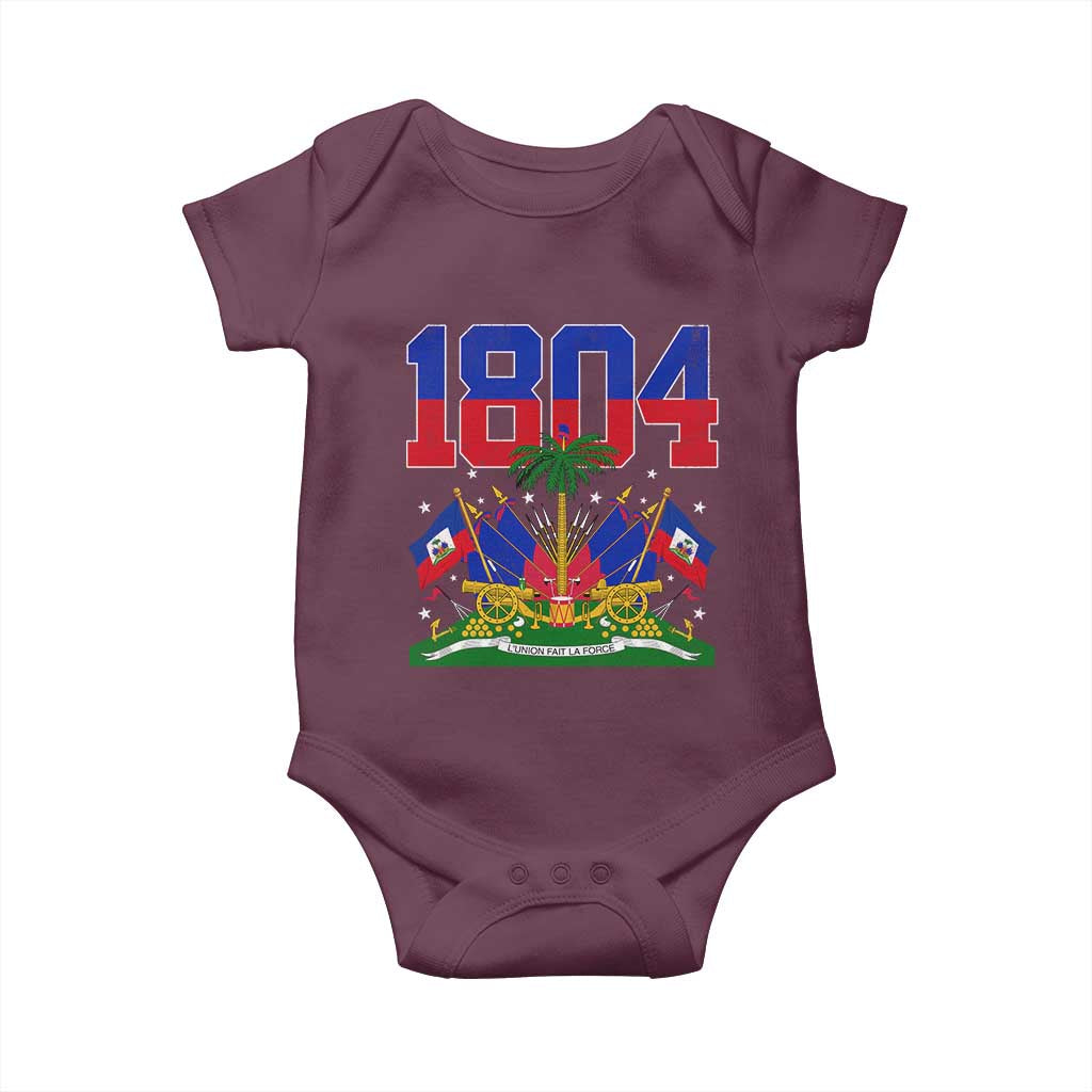 Haitian Revolution 1804 Baby Onesie Haiti Flag Independence Day Haitian Graphic TS10 Maroon Print Your Wear