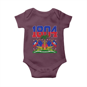 Haitian Revolution 1804 Baby Onesie Haiti Flag Independence Day Haitian Graphic TS10 Maroon Print Your Wear
