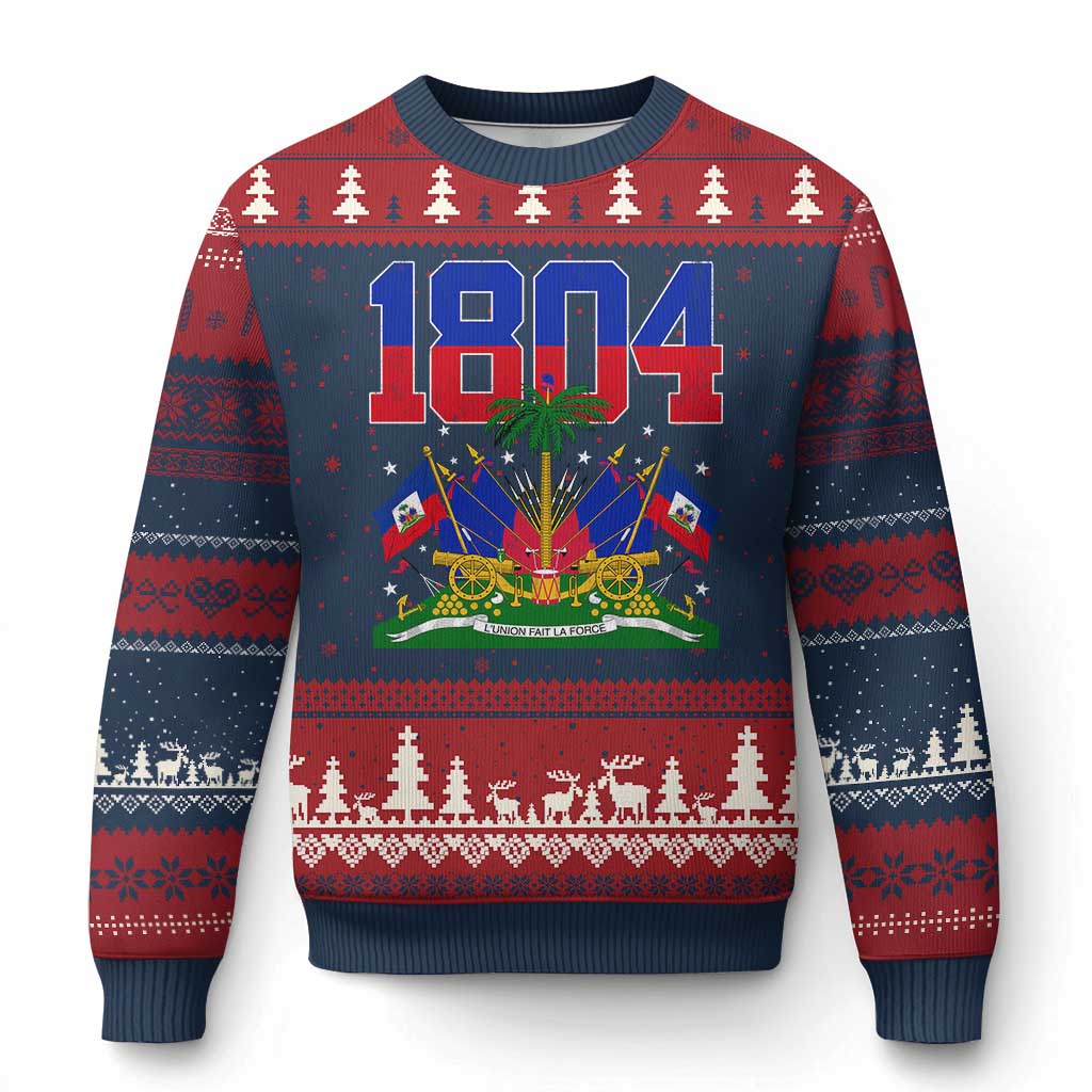 Haitian Revolution 1804 Ugly Christmas Sweater Haiti Flag Independence Day Haitian Graphic TS10 Navy Red Print Your Wear