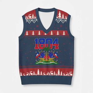 Haitian Revolution 1804 V-Neck Knit Sweater Vest Haiti Flag Independence Day Haitian Graphic TS10 Navy Red Print Your Wear