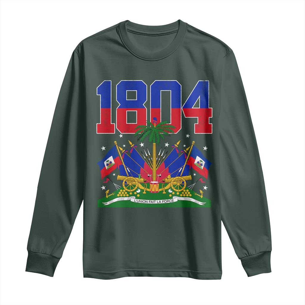 Haitian Revolution 1804 Long Sleeve Shirt Haiti Flag Independence Day Haitian Graphic TS10 Dark Forest Green Print Your Wear
