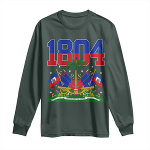 Haitian Revolution 1804 Long Sleeve Shirt Haiti Flag Independence Day Haitian Graphic TS10 Dark Forest Green Print Your Wear