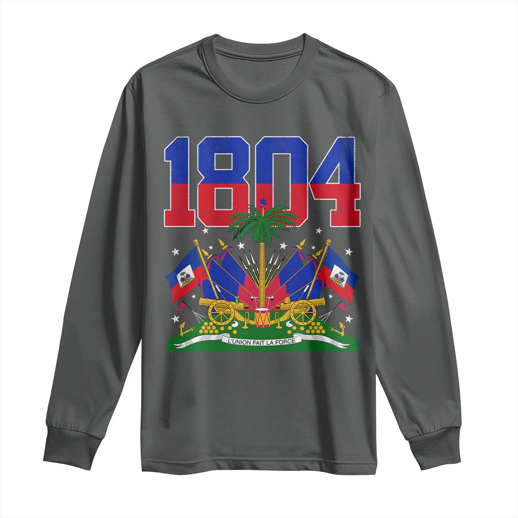 Haitian Revolution 1804 Long Sleeve Shirt Haiti Flag Independence Day Haitian Graphic TS10 Dark Heather Print Your Wear