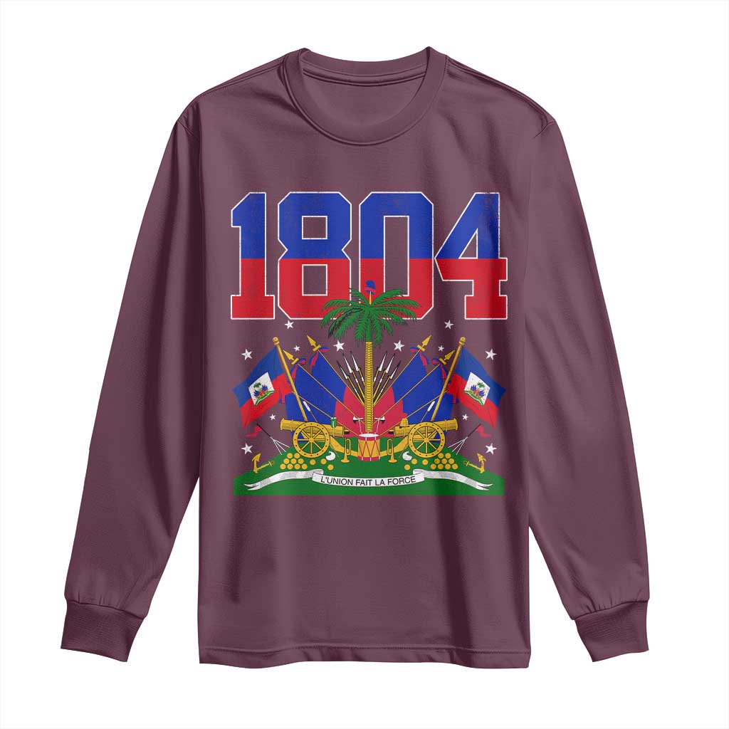 Haitian Revolution 1804 Long Sleeve Shirt Haiti Flag Independence Day Haitian Graphic TS10 Maroon Print Your Wear