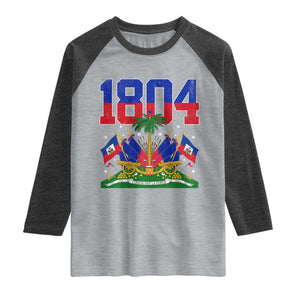 Haitian Revolution 1804 Raglan Shirt Haiti Flag Independence Day Haitian Graphic TS10 Heather Gray Heather Charcoal Print Your Wear