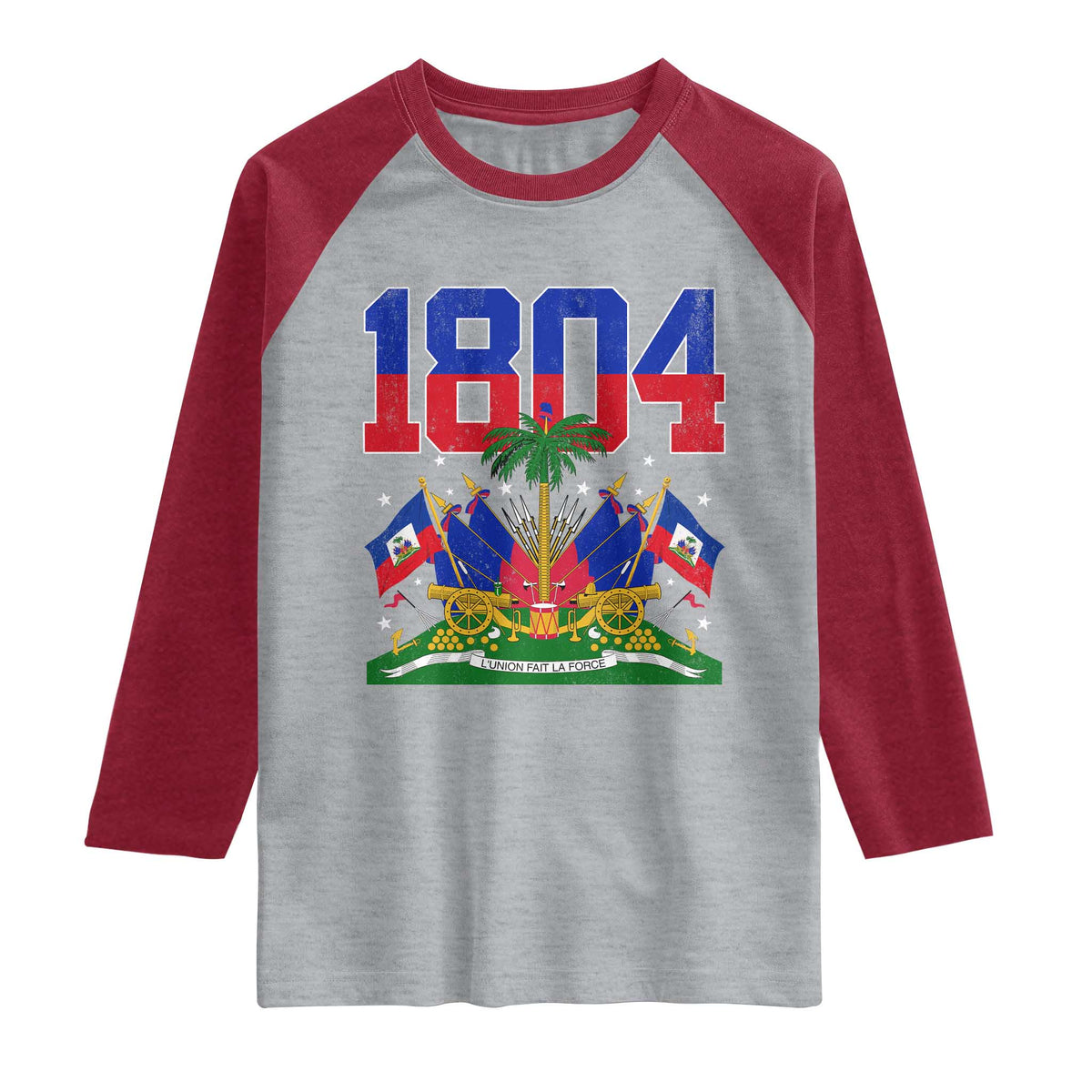 Haitian Revolution 1804 Raglan Shirt Haiti Flag Independence Day Haitian Graphic TS10 Heather Gray Heather Red Print Your Wear