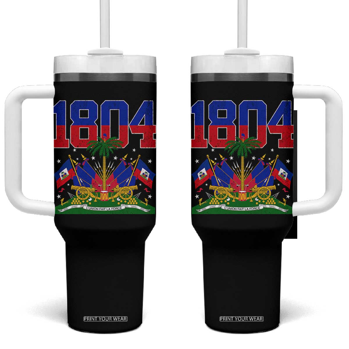 Haitian Revolution 1804 Tumbler With Handle Haiti Flag Independence Day Haitian Graphic TS10 One Size: 40 oz Black Print Your Wear