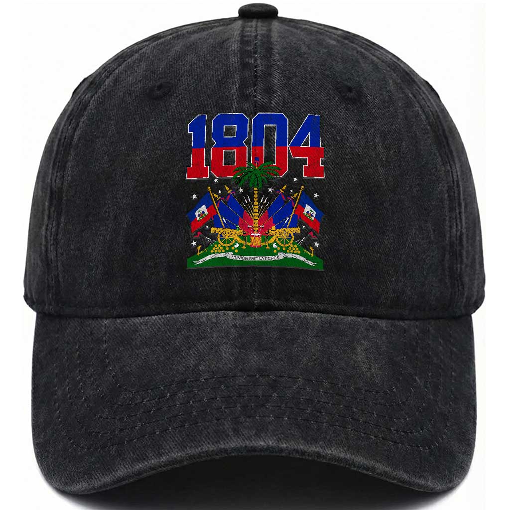 Haitian Revolution 1804 Washed Cotton Baseball Cap Haiti Flag Independence Day Haitian Graphic TS10 Print Your Wear