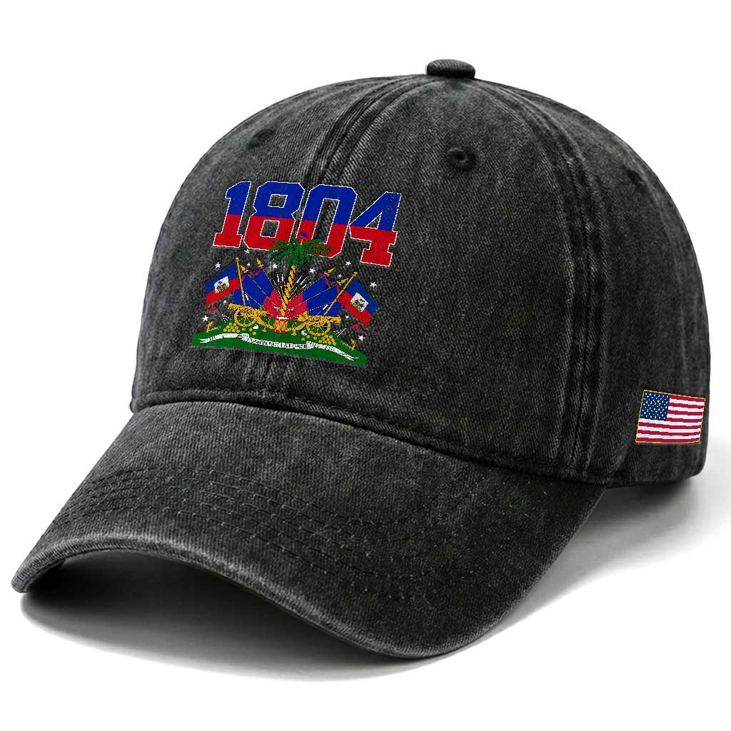 Haitian Revolution 1804 Washed Cotton Baseball Cap Haiti Flag Independence Day Haitian Graphic TS10 Print Your Wear