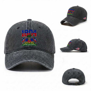 Haitian Revolution 1804 Washed Cotton Baseball Cap Haiti Flag Independence Day Haitian Graphic TS10 Washed Cap Universal Fit Dark Gray Print Your Wear