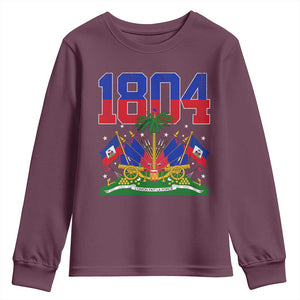 Haitian Revolution 1804 Youth Sweatshirt Haiti Flag Independence Day Haitian Graphic TS10 Maroon Print Your Wear