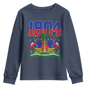 Haitian Revolution 1804 Youth Sweatshirt Haiti Flag Independence Day Haitian Graphic TS10 Navy Print Your Wear