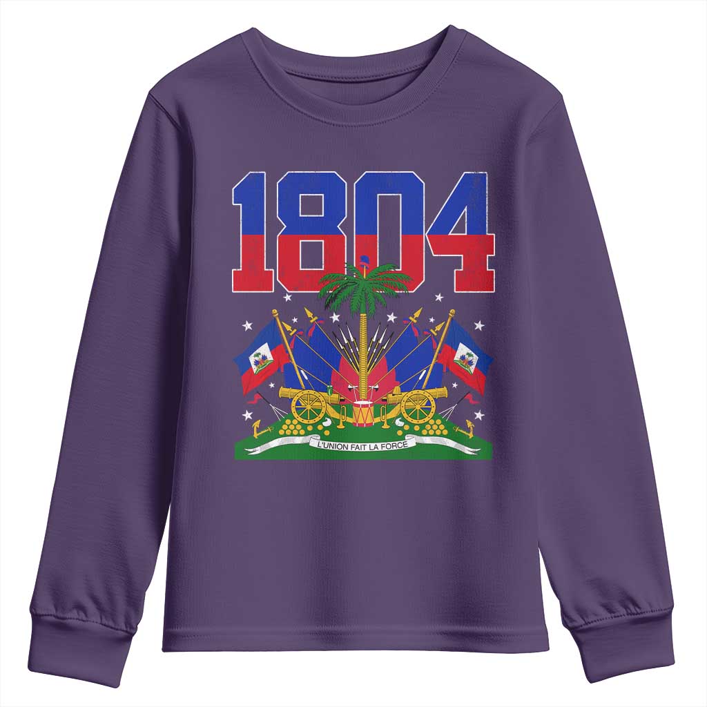 Haitian Revolution 1804 Youth Sweatshirt Haiti Flag Independence Day Haitian Graphic TS10 Purple Print Your Wear