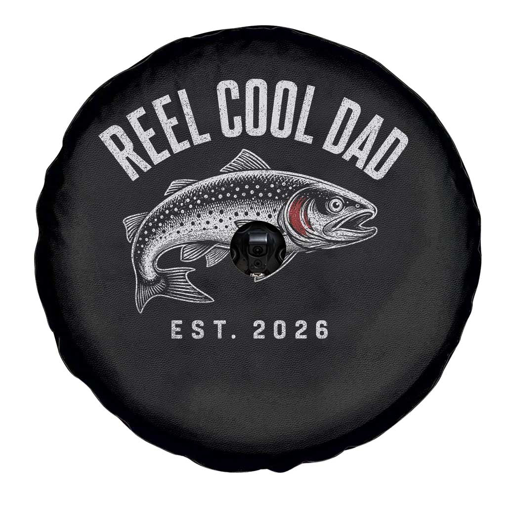 Reel Cool Dad Est 2026 Spare Tire Cover Trout Fishing Vintage First Time Dad Fathers Day