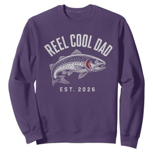 Reel Cool Dad Est 2026 Sweatshirt Trout Fishing Vintage First Time Dad Fathers Day