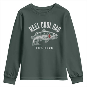Reel Cool Dad Est 2026 Youth Sweatshirt Trout Fishing Vintage First Time Dad Fathers Day