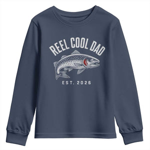 Reel Cool Dad Est 2026 Youth Sweatshirt Trout Fishing Vintage First Time Dad Fathers Day