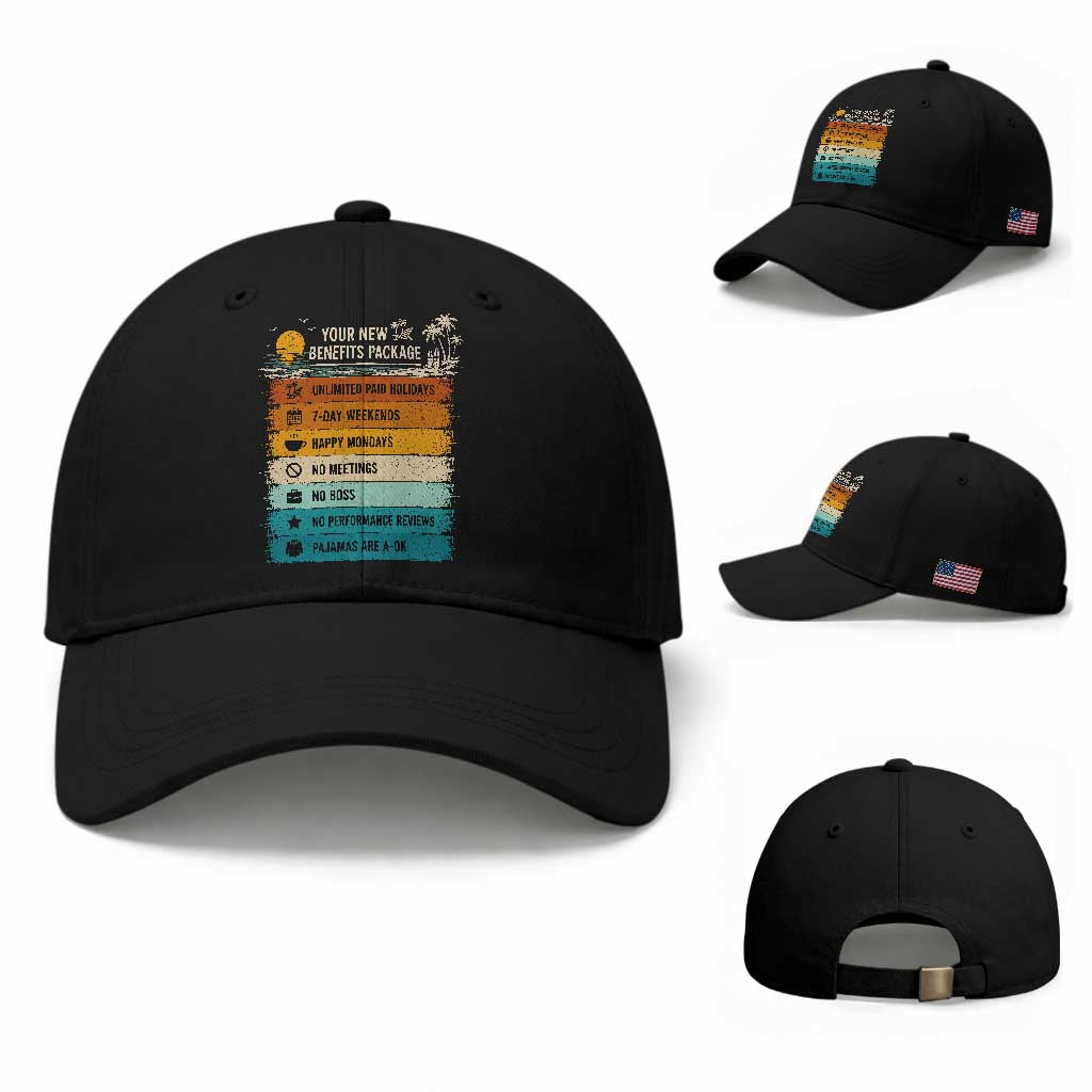 Funny Retirement Gift Baseball Cap New Benefits Package Retro Retired 2026 TS10 Baseball Cap Universal Fit Black Print Your Wear