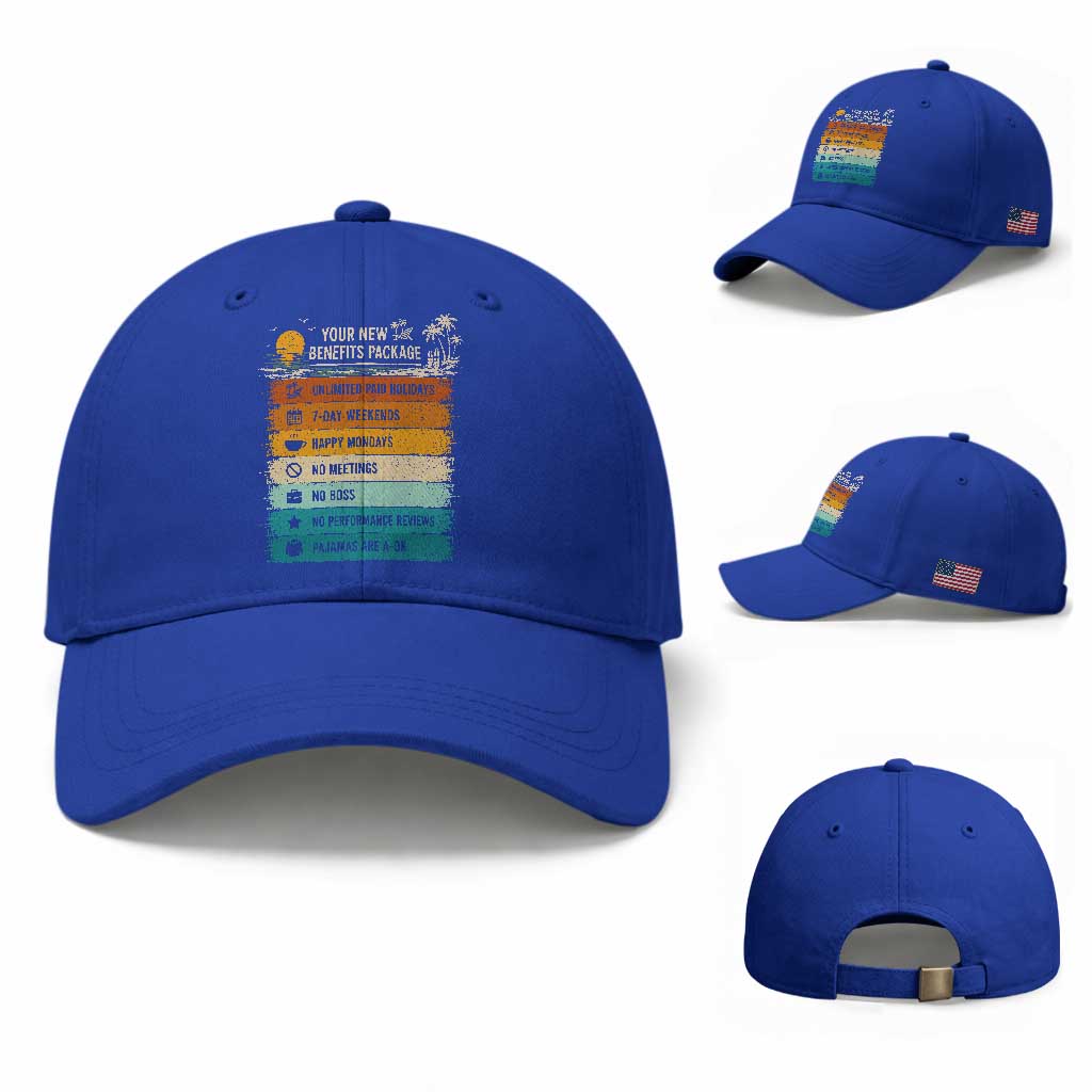 Funny Retirement Gift Baseball Cap New Benefits Package Retro Retired 2026 TS10 Baseball Cap Universal Fit Royal Blue Print Your Wear