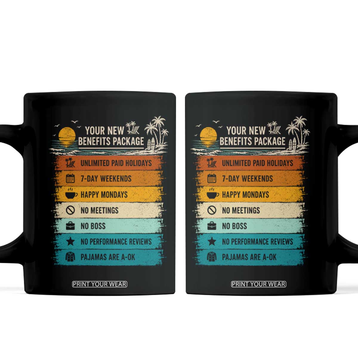 Funny Retirement Gift Coffee Mug New Benefits Package Retro Retired 2026 TS10 Black Print Your Wear