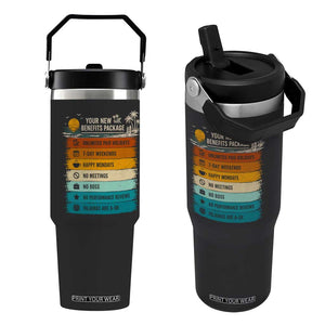 Funny Retirement Gift Flip Straw Tumbler New Benefits Package Retro Retired 2026 TS10 One Size: 30 oz Black Print Your Wear
