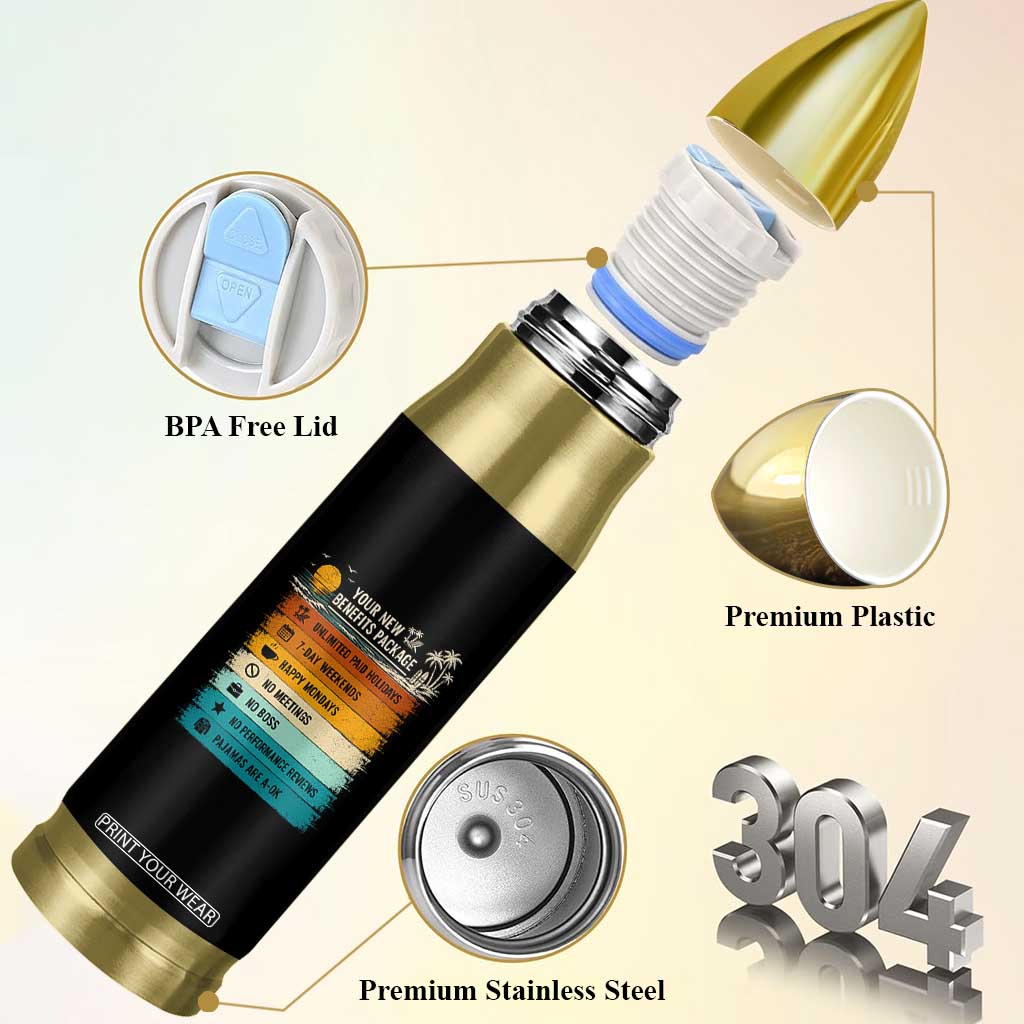 Funny Retirement Gift Bullet Tumbler New Benefits Package Retro Retired 2026 TS10 Print Your Wear