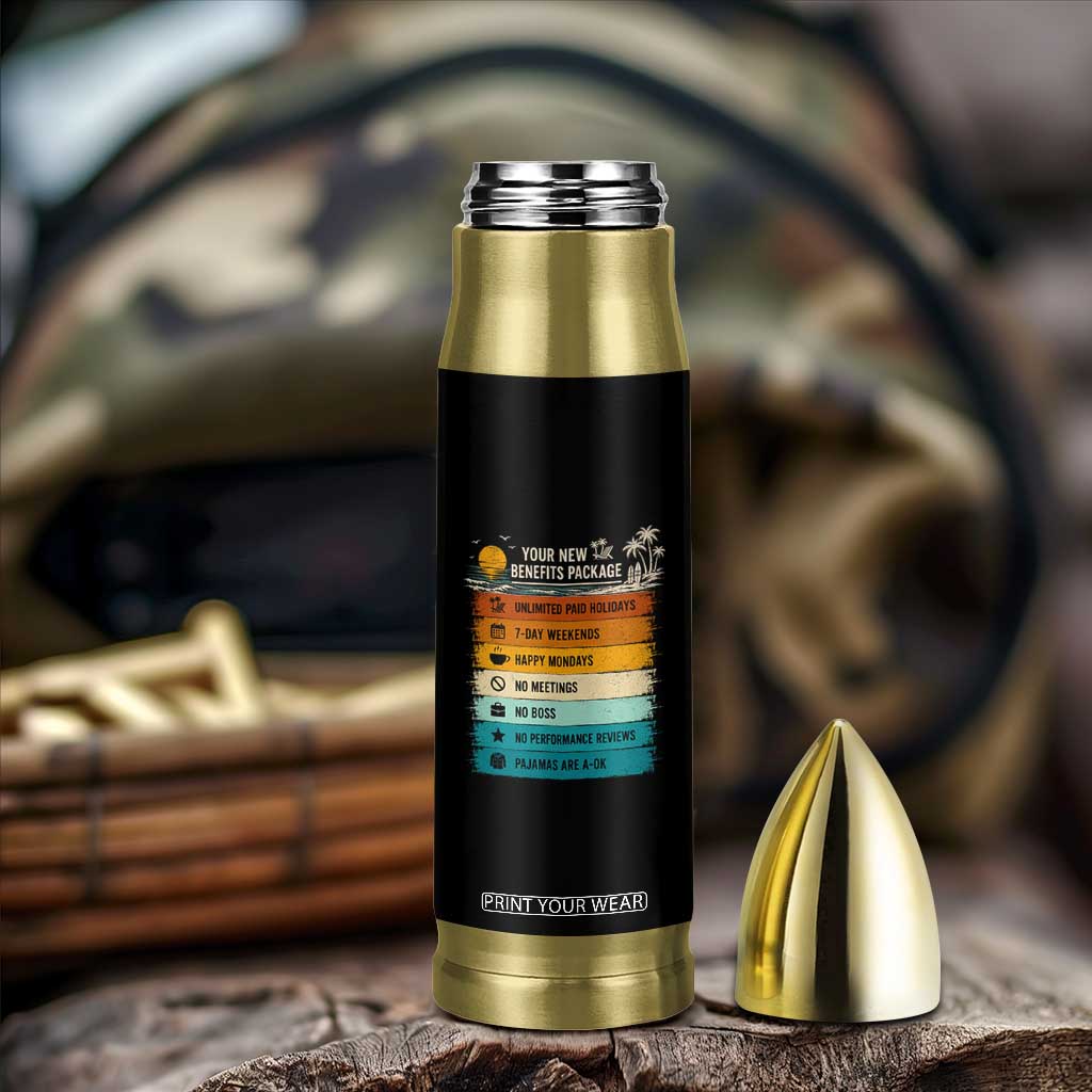 Funny Retirement Gift Bullet Tumbler New Benefits Package Retro Retired 2026 TS10 Print Your Wear