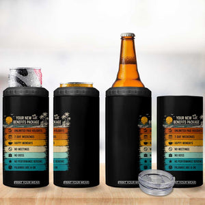 Funny Retirement Gift 4 in 1 Can Cooler Tumbler New Benefits Package Retro Retired 2026 TS10 Print Your Wear
