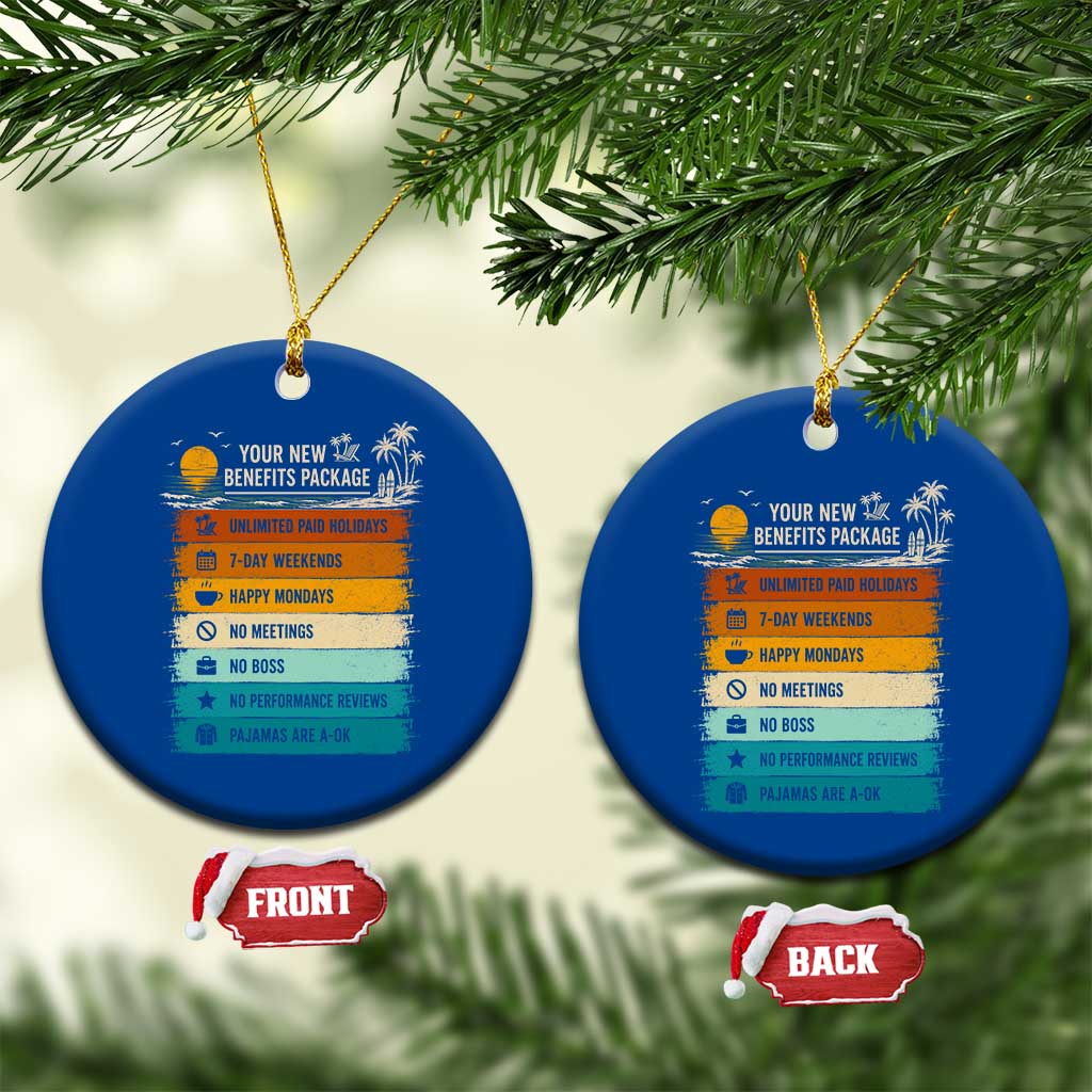 Funny Retirement Gift Ceramic Ornament New Benefits Package Retro Retired 2026 TS10 1pc Blue Print Your Wear