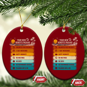 Funny Retirement Gift Ceramic Ornament New Benefits Package Retro Retired 2026 TS10 Print Your Wear