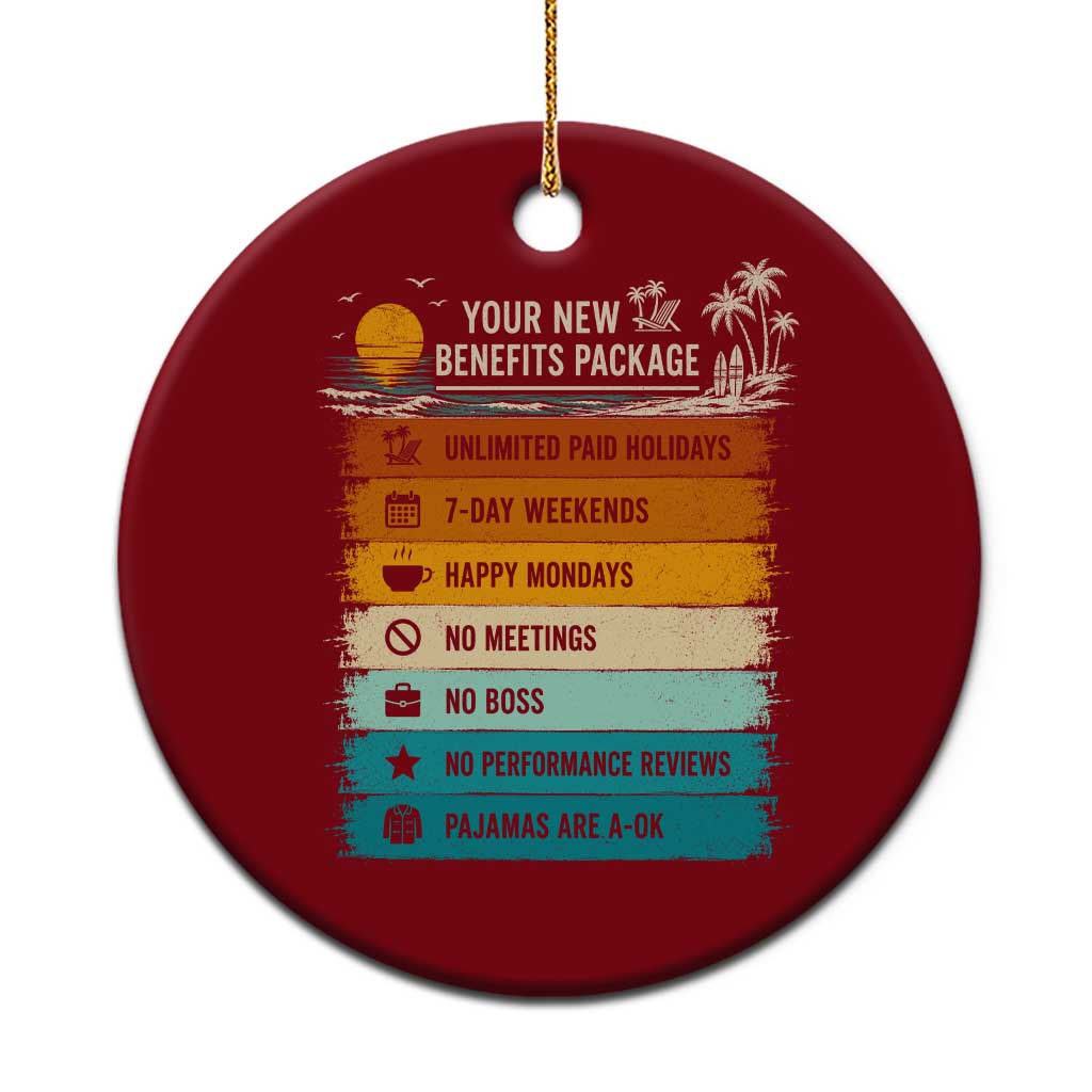 Funny Retirement Gift Ceramic Ornament New Benefits Package Retro Retired 2026 TS10 1pc Red Print Your Wear