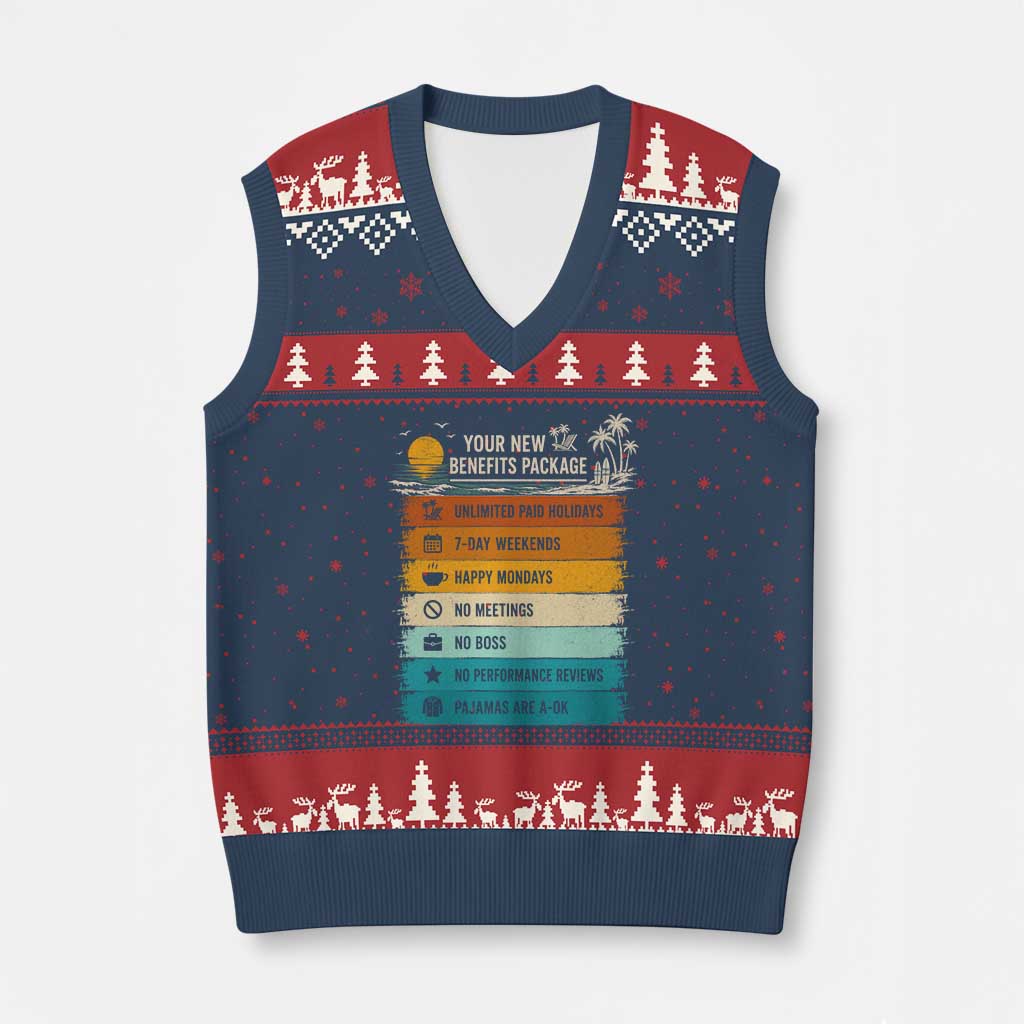 Funny Retirement Gift V-Neck Knit Sweater Vest New Benefits Package Retro Retired 2026 TS10 Navy Red Print Your Wear