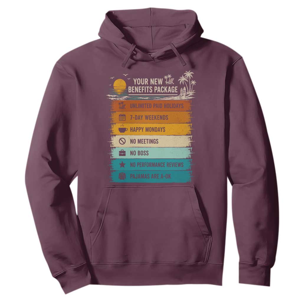 Funny Retirement Gift Hoodie New Benefits Package Retro Retired 2026 TS10 Maroon Print Your Wear